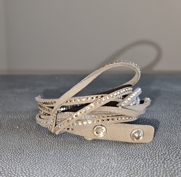 Touchstone Crystal Beige Wrap Bracelet with Sparkling Accents - Picture 4 of 4